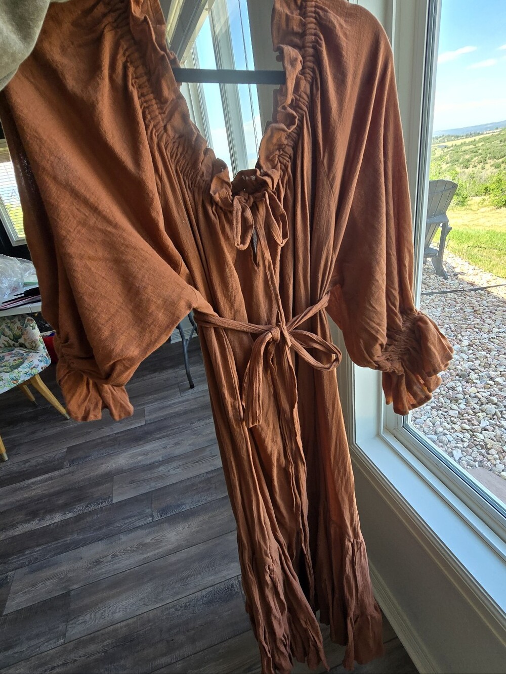 Women's Rust Off-Shoulder Tiered Maxi Dress - Picture 6 of 8